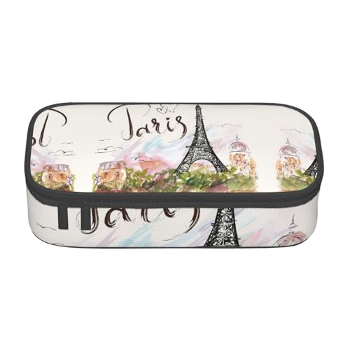 Paris Eiffelturm große Kapazität Federmäppchen Schreibwaren Aufbewahrungstasche mit Reißverschluss Jungen Mädchen Studenten Schule, Schwarz , Einheitsgröße, Koffer von CHAbu