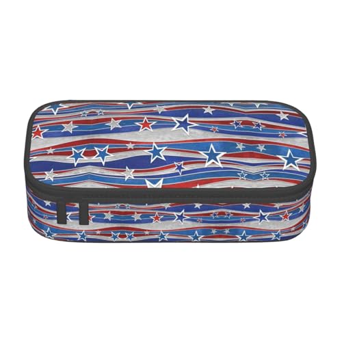 Patriotische Sterne Streifen Unabhängigkeitstag Große Kapazität Federmäppchen Schreibwaren Aufbewahrungstasche mit Reißverschluss Jungen Mädchen Studenten Schule, Schwarz , Einheitsgröße, Koffer von CHAbu