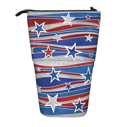 Patriotische Sterne Streifen Unabhängigkeitstag Stehende Teleskop-Bleistifttasche Oxford Tuch Tasche Tragbar für Jungen Mädchen Teenager Studenten Büro, Schwarz , Einheitsgröße Patriotische Sterne Streifen Unabhängigkeitstag Stehende Teleskop-Bleistifttasche Oxford Tuch Tasche Tragbar für Jungen Mädchen Teenager Studenten Büro, Schwarz , Einheitsgröße von CHAbu