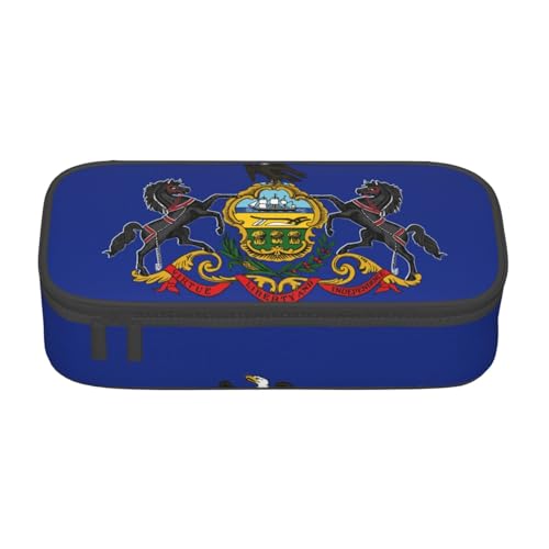 Pennsylvania Federmäppchen mit Staatsflagge, großes Fassungsvermögen, Schreibwaren-Aufbewahrungstasche mit Reißverschluss, für Jungen, Mädchen, Studenten, Schule, Schwarz , Einheitsgröße, Koffer von CHAbu