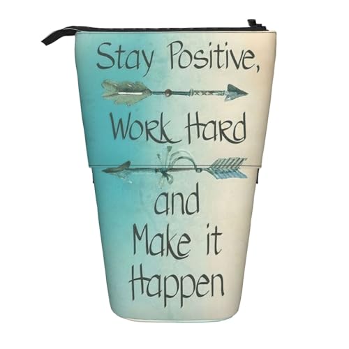 Phrase to Motivate Stehendes Teleskop-Federmäppchen aus Oxford-Stoff, tragbar, für Jungen, Mädchen, Teenager, Studenten, Büro, Schwarz , Einheitsgröße von CHAbu