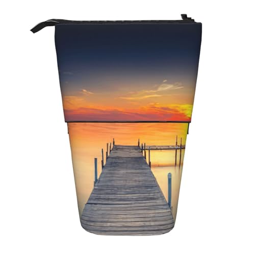 Pier Stehendes Teleskop-Federmäppchen, Oxford-Stoff, tragbar, für Jungen, Mädchen, Teenager, Studenten, Büro, Schwarz , Einheitsgröße von CHAbu