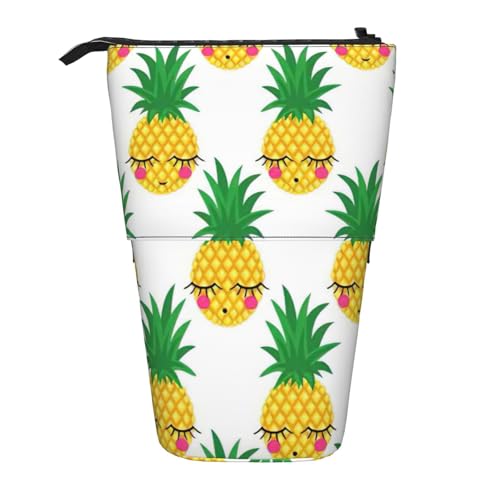 Pineapple1 Stehendes Teleskop-Federmäppchen, Oxford-Stoff, tragbar, für Jungen, Mädchen, Teenager, Studenten, Büro, Schwarz , Einheitsgröße von CHAbu