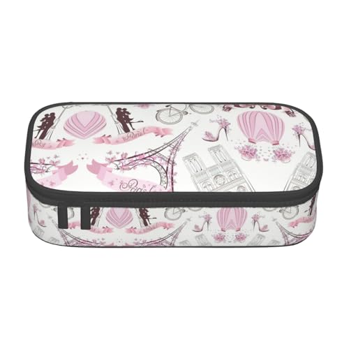 Romantisches Federmäppchen, Motiv: Paris Schmetterling, Eiffel, großes Fassungsvermögen, Schreibwaren, Aufbewahrungstasche mit Reißverschluss, für Jungen und Mädchen, Studenten, Schwarz von CHAbu