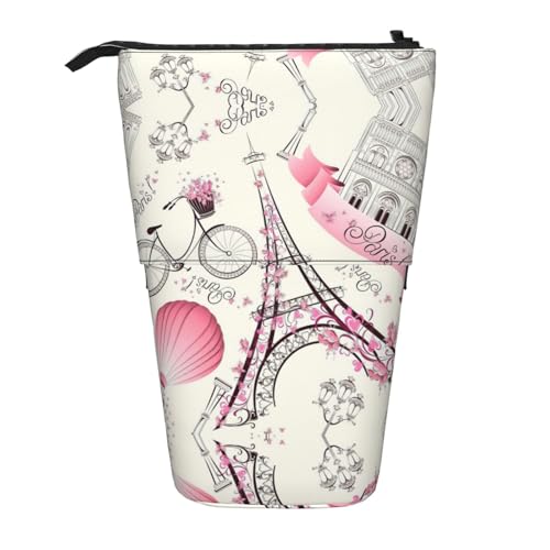 Romantisches Paris Eiffelturm Fahrrad Stehende Teleskop-Bleistifttasche Oxford Tuch Tasche Tragbar für Jungen Mädchen Teenager Studenten Büro, Schwarz , Einheitsgröße Romantisches Paris Eiffelturm Fahrrad Stehende Teleskop-Bleistifttasche Oxford Tuch Tasche Tragbar für Jungen Mädchen Teenager Studenten Büro, Schwarz , Einheitsgröße von CHAbu