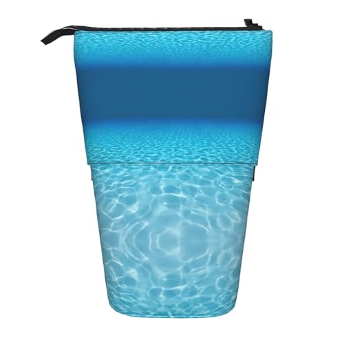 Ruhige Unterwasserlandschaft Stehende Teleskop-Bleistifttasche aus Oxford-Stoff, tragbar, für Jungen, Mädchen, Teenager, Studenten, Büro, Schwarz , Einheitsgröße von CHAbu