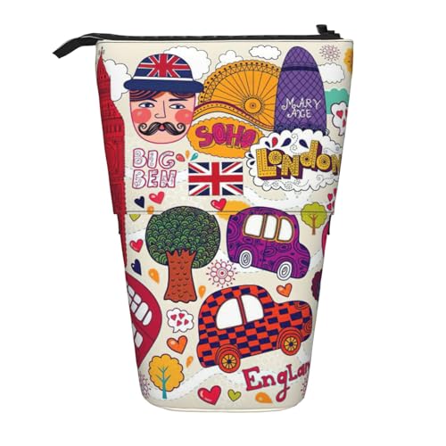 Schulzeitung auf Englisch Stehende Teleskop-Bleistifttasche Oxford Tuch Tasche Tragbar für Jungen Mädchen Teenager Studenten Büro, Schwarz , Einheitsgröße von CHAbu