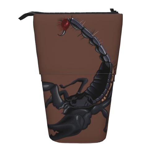 Skorpion Stehendes Teleskop-Federmäppchen, Oxford-Stoff, tragbar, für Jungen, Mädchen, Teenager, Studenten, Büro, Schwarz , Einheitsgröße von CHAbu