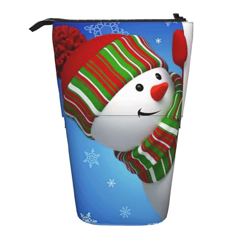 Smile Gaze Schneemann Stehende Teleskop-Bleistifttasche aus Oxford-Stoff, tragbar, für Jungen, Mädchen, Teenager, Studenten, Büro, Schwarz , Einheitsgröße von CHAbu