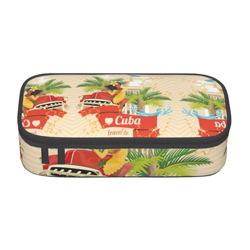 Smiling Lady On Classic Car Palms Large Capacity Pencil Case Stationery Storage Bag with Zipper Boys Girls Students School, Schwarz , Einheitsgröße, Koffer von CHAbu