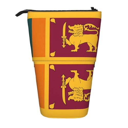 Sri Lanka Flagge, Stehendes Teleskop-Federmäppchen, Oxford-Stoff, tragbar, für Jungen, Mädchen, Teenager, Studenten, Büro, Schwarz , Einheitsgröße von CHAbu