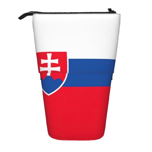 Stehendes Teleskop-Federmäppchen mit Flagge der Slowakei, Oxford-Stoff, tragbar, für Jungen, Mädchen, Teenager, Studenten, Büro, Schwarz , Einheitsgröße von CHAbu