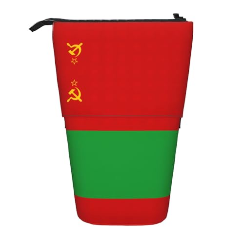 Stehendes Teleskop-Federmäppchen mit Flagge von Belarus, Oxford-Stoff, tragbar, für Jungen, Mädchen, Teenager, Studenten, Büro, Schwarz , Einheitsgröße von CHAbu