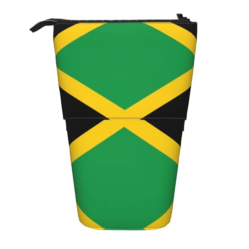 Stehendes Teleskop-Federmäppchen mit Flagge von Jamaika, Oxford-Stoff, tragbar, für Jungen, Mädchen, Teenager, Studenten, Büro, Schwarz , Einheitsgröße von CHAbu