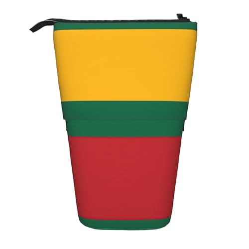 Stehendes Teleskop-Federmäppchen mit Flagge von Litauen, Oxford-Stoff, tragbar, für Jungen, Mädchen, Teenager, Studenten, Büro, Schwarz , Einheitsgröße von CHAbu