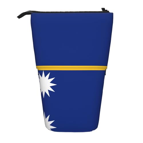 Stehendes Teleskop-Federmäppchen mit Flagge von Nauru, Oxford-Stoff, tragbar, für Jungen, Mädchen, Teenager, Studenten, Büro, Schwarz , Einheitsgröße von CHAbu