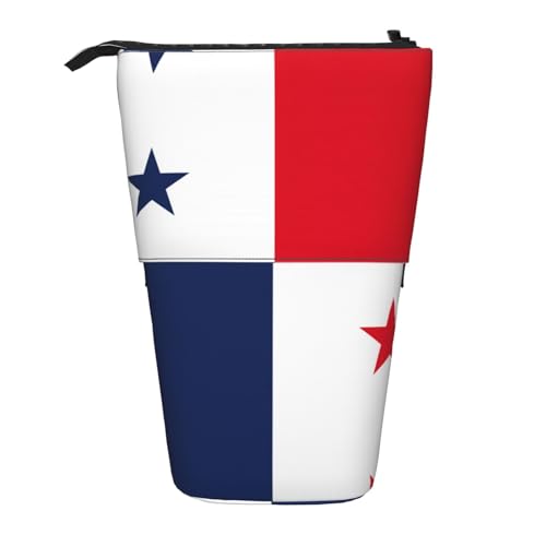 Stehendes Teleskop-Federmäppchen mit Flagge von Panama, Oxford-Stoff, tragbar, für Jungen, Mädchen, Teenager, Studenten, Büro, Schwarz , Einheitsgröße von CHAbu