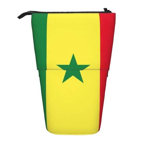 Stehendes Teleskop-Federmäppchen mit Flagge von Senegal, Oxford-Stoff, tragbar, für Jungen, Mädchen, Teenager, Studenten, Büro, Schwarz , Einheitsgröße von CHAbu