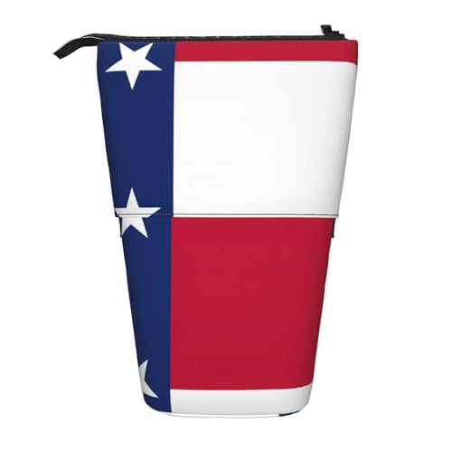 Stehendes Teleskop-Federmäppchen mit Flagge von Texas, Oxford-Stoff, tragbar, für Jungen, Mädchen, Teenager, Studenten, Büro, Schwarz , Einheitsgröße von CHAbu