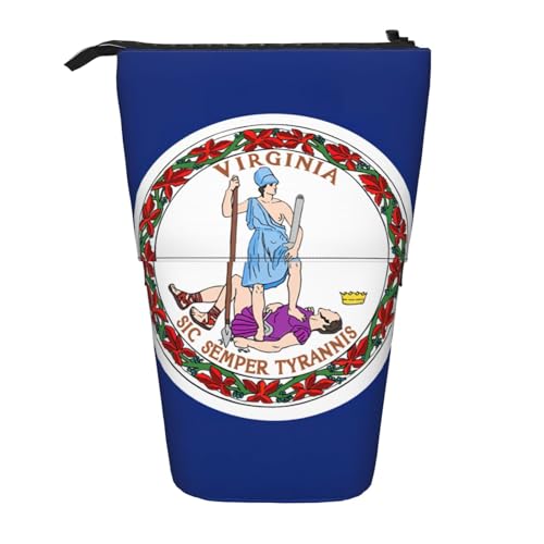 Stehendes Teleskop-Federmäppchen mit Flagge von Virginia, Oxford-Stoff, tragbar, für Jungen, Mädchen, Teenager, Studenten, Büro, Schwarz , Einheitsgröße von CHAbu