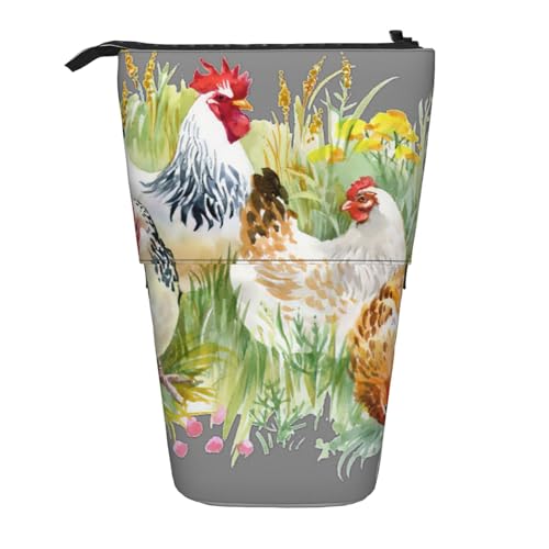 Stehendes Teleskop-Federmäppchen mit Hahn, Oxford-Stoff, tragbar, für Jungen, Mädchen, Teenager, Studenten, Büro, Schwarz , Einheitsgröße von CHAbu