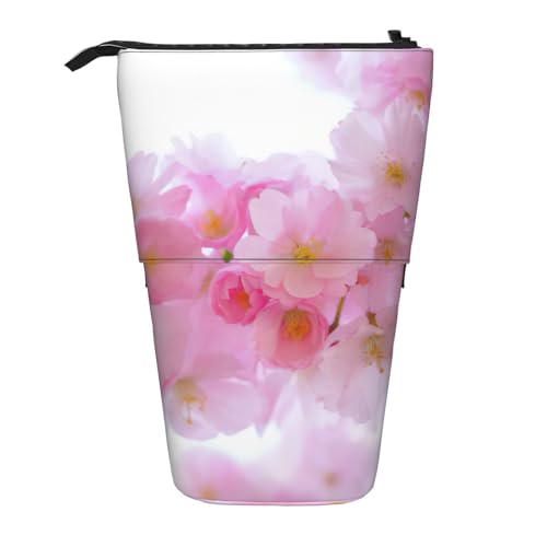 Stehendes Teleskop-Federmäppchen mit Kirschblüten, Oxford-Stoff, tragbar, für Jungen, Mädchen, Teenager, Studenten, Büro, Schwarz , Einheitsgröße von CHAbu