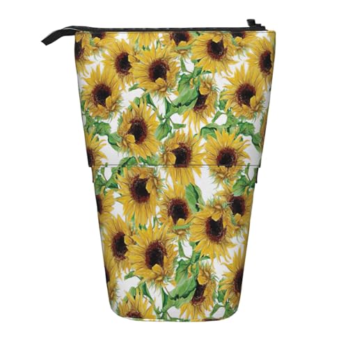 Sunflower.Standing Telescopic Pencil Bag Oxford Cloth Bag Portable for Boys Girls Teens Students Office, Schwarz , Einheitsgröße von CHAbu