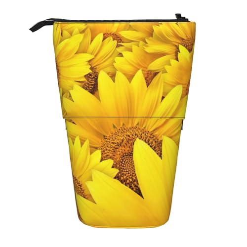 Sunflowers Stehendes Teleskop-Federmäppchen, Oxford-Stoff, tragbar, für Jungen, Mädchen, Teenager, Studenten, Büro, Schwarz , Einheitsgröße von CHAbu