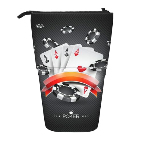 Teleskop-Bleistifttasche für Pokerturniere, tragbar, für Jungen, Mädchen, Teenager, Studenten, Büro, Schwarz , Einheitsgröße von CHAbu