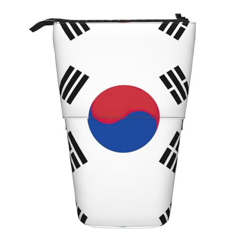 Teleskop-Bleistifttasche mit Flagge der Republik Korea, tragbar, für Jungen, Mädchen, Teenager, Studenten, Büro, Schwarz , Einheitsgröße von CHAbu