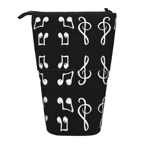 Teleskop-Bleistifttasche mit Musiknoten, tragbar, für Jungen, Mädchen, Teenager, Studenten, Büro, Schwarz , Einheitsgröße von CHAbu