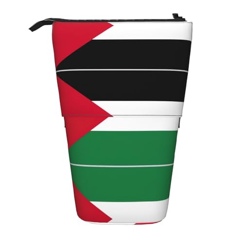 Teleskop-Bleistifttasche mit Palästina-Flagge, Oxford-Stoff, tragbar, für Jungen, Mädchen, Teenager, Studenten, Büro, Schwarz , Einheitsgröße von CHAbu