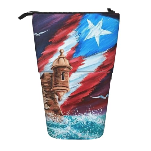 Teleskop-Bleistifttasche mit Port-Flaggen-Design, Oxford-Stoff, tragbar, für Jungen, Mädchen, Teenager, Studenten, Büro, Schwarz , Einheitsgröße von CHAbu