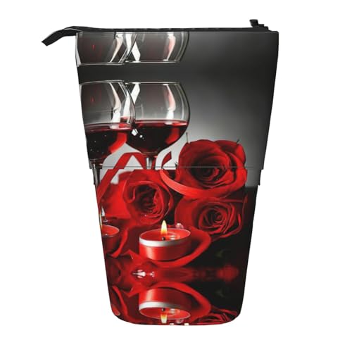 Teleskop-Bleistifttasche mit Rotweinrosen und Kerzen, tragbar, für Jungen, Mädchen, Teenager, Studenten, Büro, Schwarz , Einheitsgröße Teleskop-Bleistifttasche mit Rotweinrosen und Kerzen, tragbar, für Jungen, Mädchen, Teenager, Studenten, Büro, Schwarz , Einheitsgröße von CHAbu