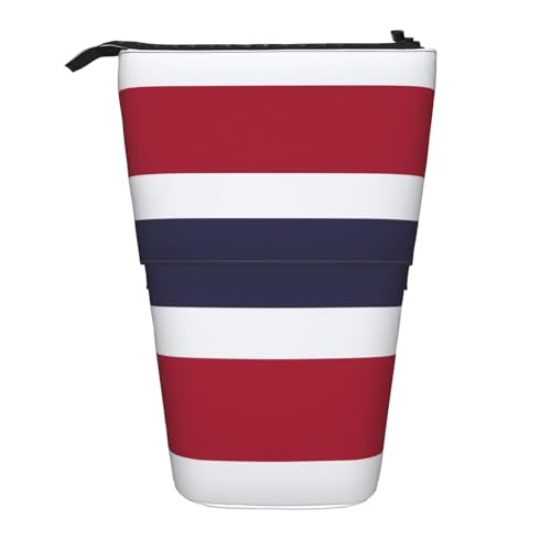Teleskop-Bleistifttasche mit Thailand-Flagge, Oxford-Stoff, tragbar, für Jungen, Mädchen, Teenager, Studenten, Büro, Schwarz , Einheitsgröße von CHAbu