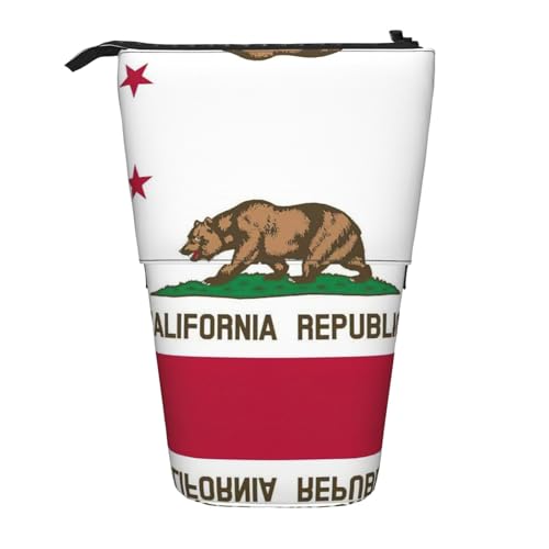 Teleskop-Bleistifttasche mit kalifornischer Flagge, Oxford-Stoff, tragbar, für Jungen, Mädchen, Teenager, Studenten, Büro, Schwarz , Einheitsgröße von CHAbu