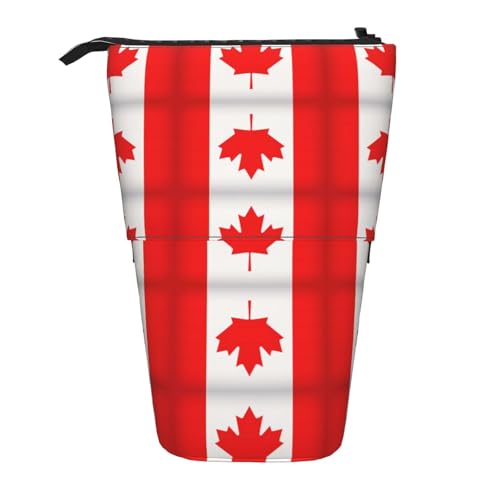 Teleskop-Bleistifttasche mit kanadischer Flagge, Oxford-Stoff, tragbar, für Jungen, Mädchen, Teenager, Studenten, Büro, Schwarz , Einheitsgröße von CHAbu
