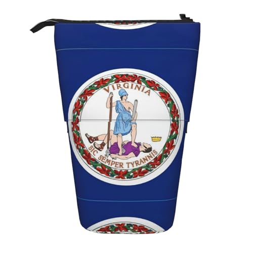 Teleskop-Federmäppchen mit Flagge Virginia, Oxford-Stoff, tragbar, für Jungen, Mädchen, Teenager, Studenten, Büro, Schwarz , Einheitsgröße von CHAbu