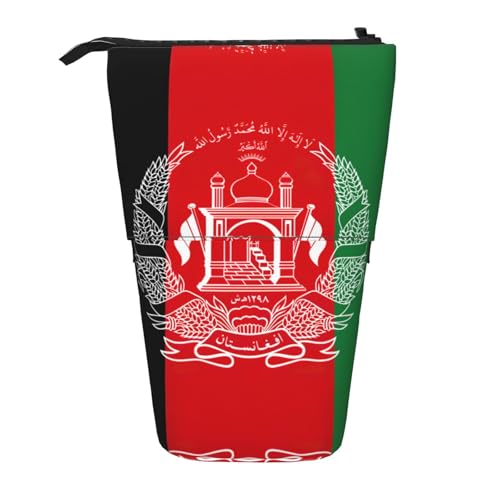 Teleskop-Federmäppchen mit Flagge von Afghanistan, Oxford-Stoff, tragbar, für Jungen, Mädchen, Teenager, Studenten, Büro, Schwarz , Einheitsgröße von CHAbu
