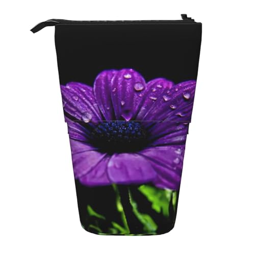 Teleskop-Federmäppchen mit Gänseblümchen-Motiv, aus Oxford-Stoff, tragbar, für Jungen, Mädchen, Teenager, Studenten, Büro, Schwarz , Einheitsgröße von CHAbu