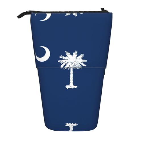 Teleskop-Federmäppchen mit South Carolina-Flagge, Oxford-Stoff, tragbar, für Jungen, Mädchen, Teenager, Studenten, Büro, Schwarz , Einheitsgröße von CHAbu