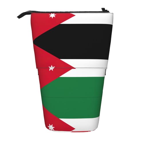Teleskop-Federmäppchen mit jordanischer Flagge, Oxford-Stoff, tragbar, für Jungen, Mädchen, Teenager, Studenten, Büro, Schwarz , Einheitsgröße von CHAbu