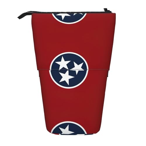 Tennessee Staatsflagge, stehendes Teleskop-Federmäppchen, Oxford-Stoff, tragbar, für Jungen, Mädchen, Teenager, Studenten, Büro, Schwarz , Einheitsgröße von CHAbu