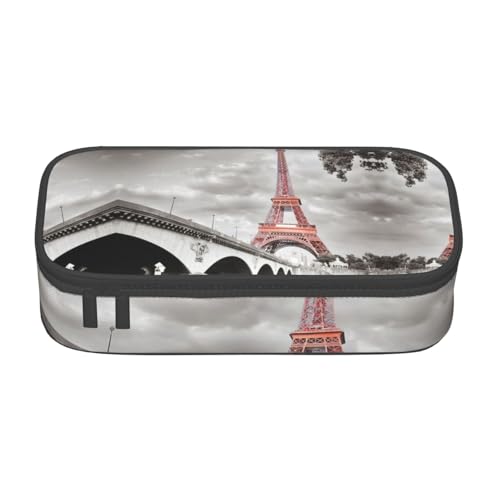 Tower Paris Federmäppchen, großes Fassungsvermögen, Schreibwaren-Aufbewahrungstasche mit Reißverschluss, für Jungen und Mädchen, Schwarz , Einheitsgröße, Koffer von CHAbu