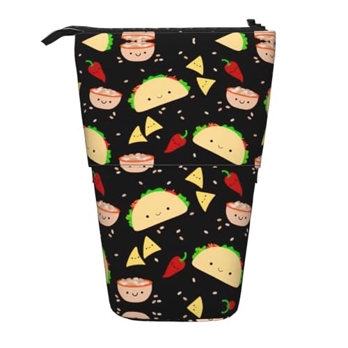 Tuesday Party Stehendes Teleskop-Federmäppchen aus Oxford-Stoff, tragbar, für Jungen, Mädchen, Teenager, Studenten, Büro, Schwarz , Einheitsgröße von CHAbu