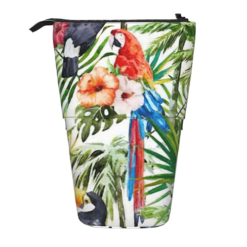 Tukane Papagei Palme Blätter Stehende Teleskop-Bleistifttasche Oxford Tuch Tasche Tragbar für Jungen Mädchen Teenager Studenten Büro, Schwarz , Einheitsgröße Tukane Papagei Palme Blätter Stehende Teleskop-Bleistifttasche Oxford Tuch Tasche Tragbar für Jungen Mädchen Teenager Studenten Büro, Schwarz , Einheitsgröße von CHAbu
