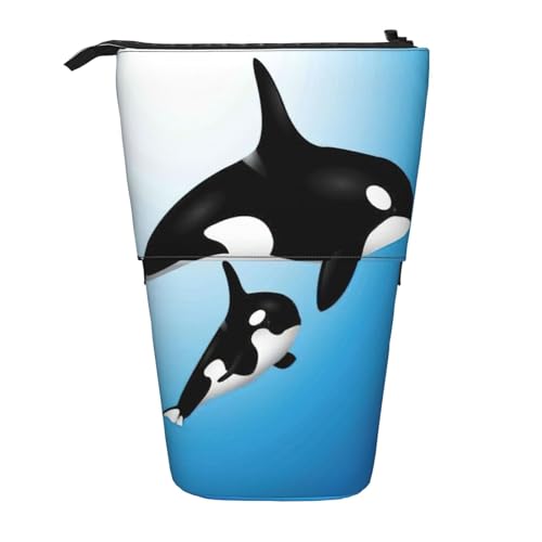 Whale Stehendes Teleskop-Federmäppchen, Oxford-Stoff, tragbar, für Jungen, Mädchen, Teenager, Studenten, Büro, Schwarz , Einheitsgröße von CHAbu