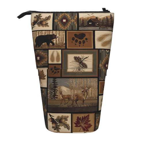 Wilde Tiere Retro Bauernhaus Stehende Teleskop-Bleistifttasche Oxford Tuch Tasche Tragbar für Jungen Mädchen Teenager Studenten Büro, Schwarz , Einheitsgröße Wilde Tiere Retro Bauernhaus Stehende Teleskop-Bleistifttasche Oxford Tuch Tasche Tragbar für Jungen Mädchen Teenager Studenten Büro, Schwarz , Einheitsgröße von CHAbu