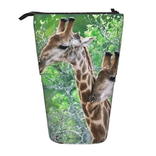 Zwei Giraffen, Teleskop-Federtasche, tragbar, für Jungen, Mädchen, Teenager, Studenten, Büro, Schwarz , Einheitsgröße von CHAbu