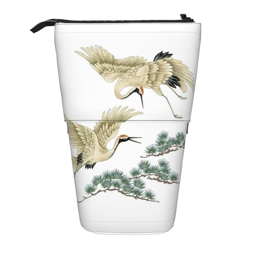 Zwei japanische Kraniche fliegen traditionelle Malerei Stehende Teleskop-Bleistifttasche Oxford Tuch Tasche tragbar für Jungen Mädchen Teenager Studenten Büro, Schwarz , Einheitsgröße Zwei japanische Kraniche fliegen traditionelle Malerei Stehende Teleskop-Bleistifttasche Oxford Tuch Tasche tragbar für Jungen Mädchen Teenager Studenten Büro, Schwarz , Einheitsgröße von CHAbu